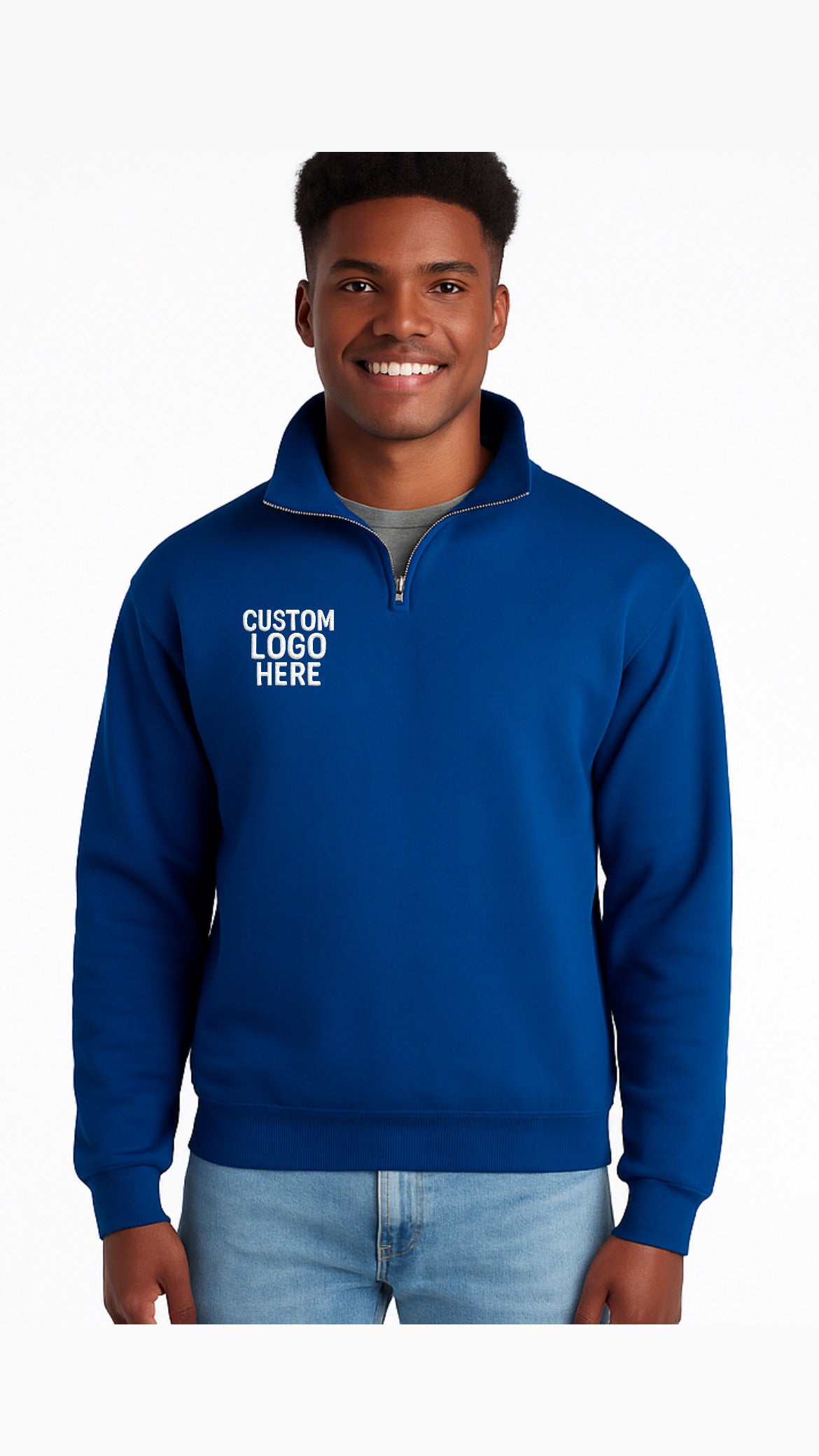 CUSTOM 1/4 ZIP EMBROIDERED UNISEX PULLOVER SWEATSHIRT
