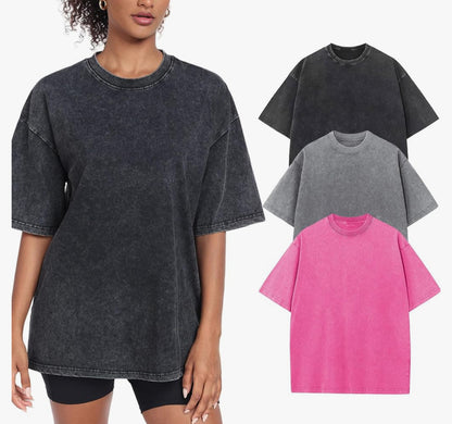 WOMENS ACID WASH BOYFRIEND TSHIRT 3PACK