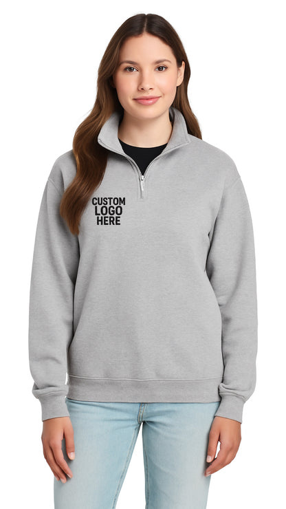 CUSTOM 1/4 ZIP EMBROIDERED UNISEX PULLOVER SWEATSHIRT