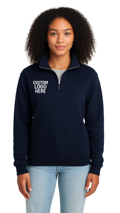 CUSTOM 1/4 ZIP EMBROIDERED UNISEX PULLOVER SWEATSHIRT