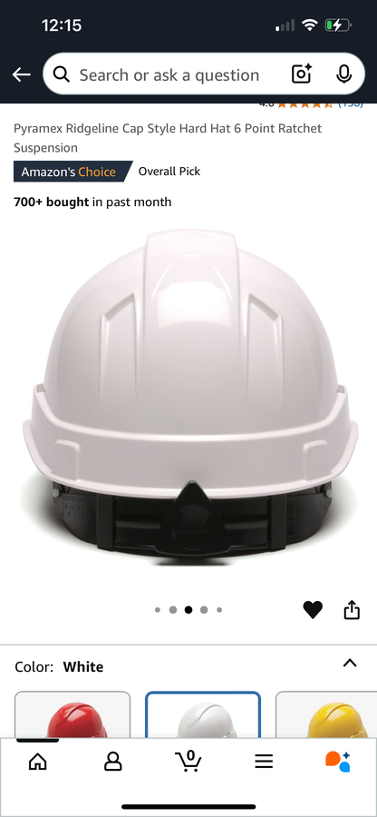 HARD HAT 6 POINT RATCHET SUSPENSION