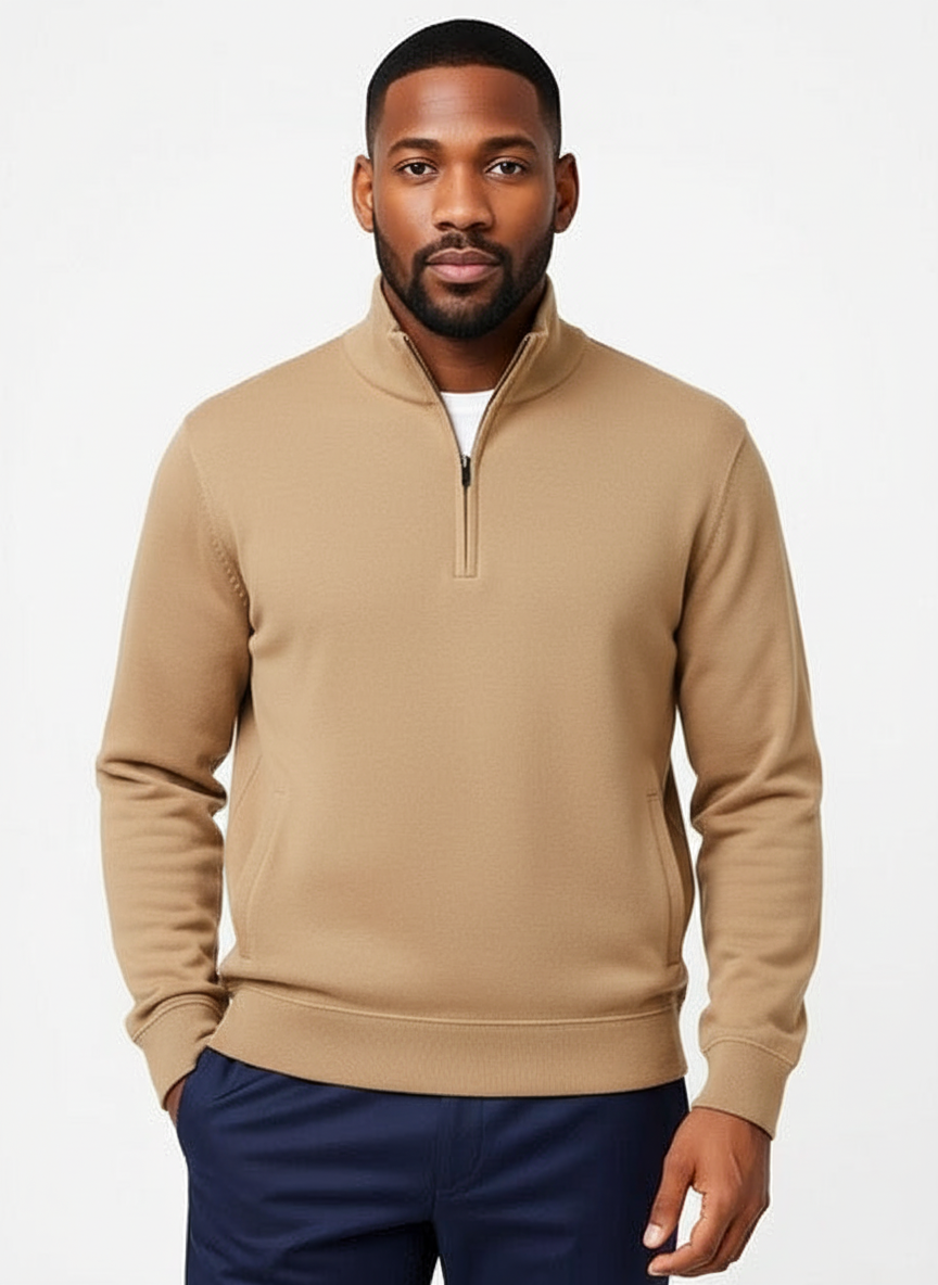 BAZEQ FRENCH TERRY QUARTER ZIP SWEATSHIRT