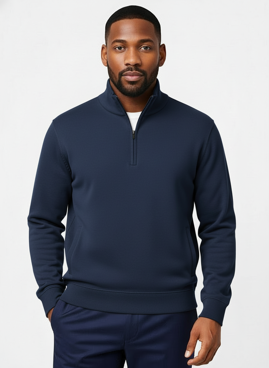 BAZEQ FRENCH TERRY QUARTER ZIP SWEATSHIRT