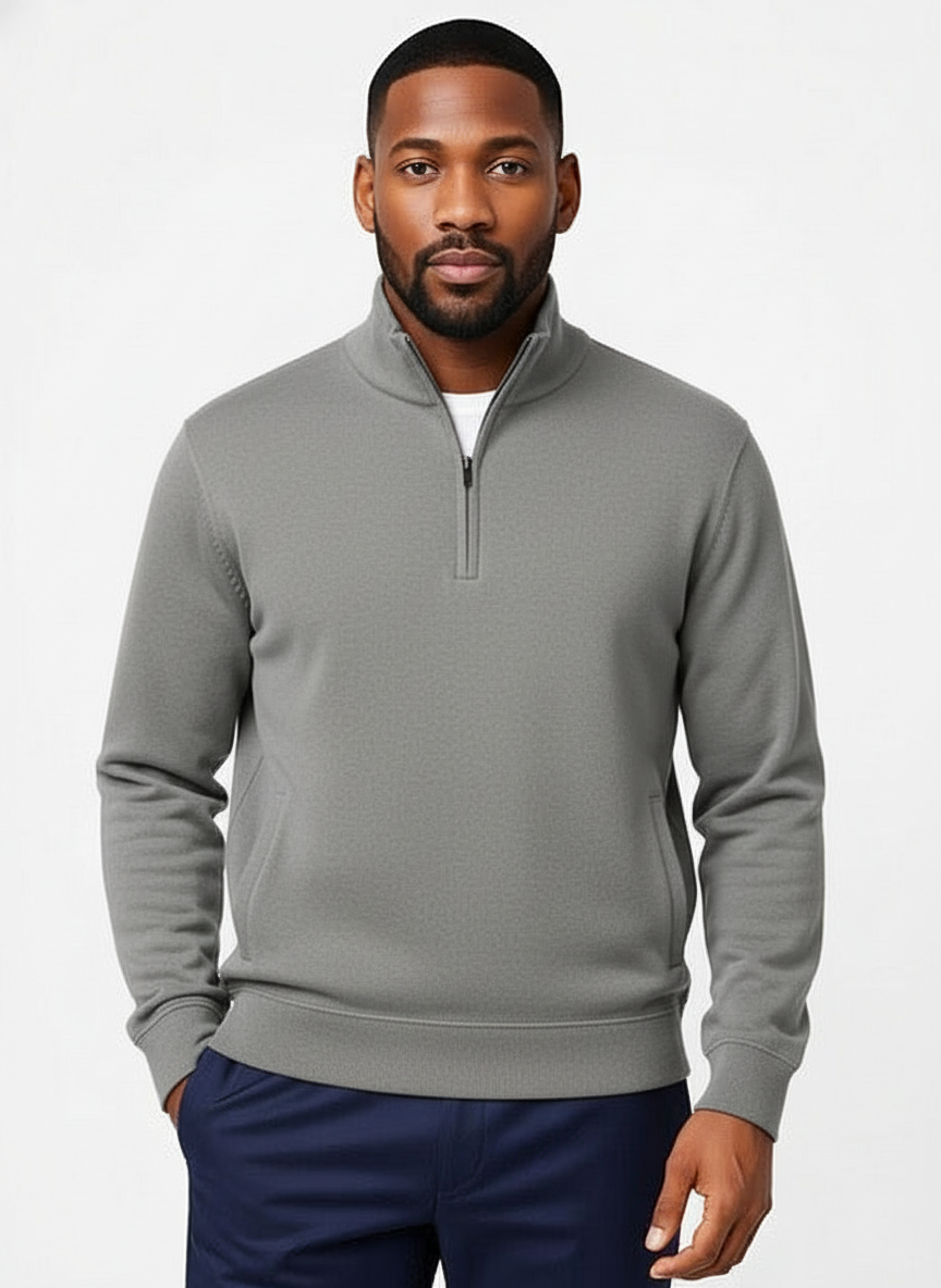 BAZEQ FRENCH TERRY QUARTER ZIP SWEATSHIRT