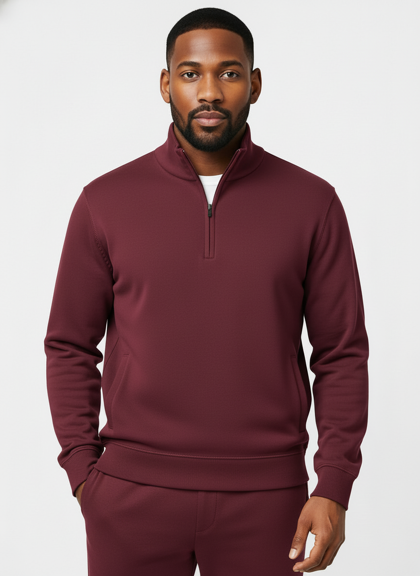 BAZEQ FRENCH TERRY QUARTER ZIP SWEATSHIRT